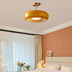 Vintage Flush Mount Ceiling Light with Orange Glass Shade - Elegant Design