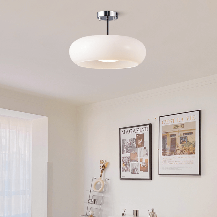 Vintage Flush Mount Ceiling Light with Orange Glass Shade - Elegant Design