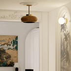Vintage Flush Mount Ceiling Light with Orange Glass Shade - Elegant Design
