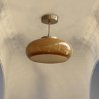 Vintage Flush Mount Ceiling Light with Orange Glass Shade - Elegant Design