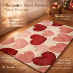 Non-Slip Polyester Entry Mat with Heart Design for Doorway