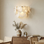 Round Alabaster Wall Light – Double Layer Minimalist Sconce in White and Gold