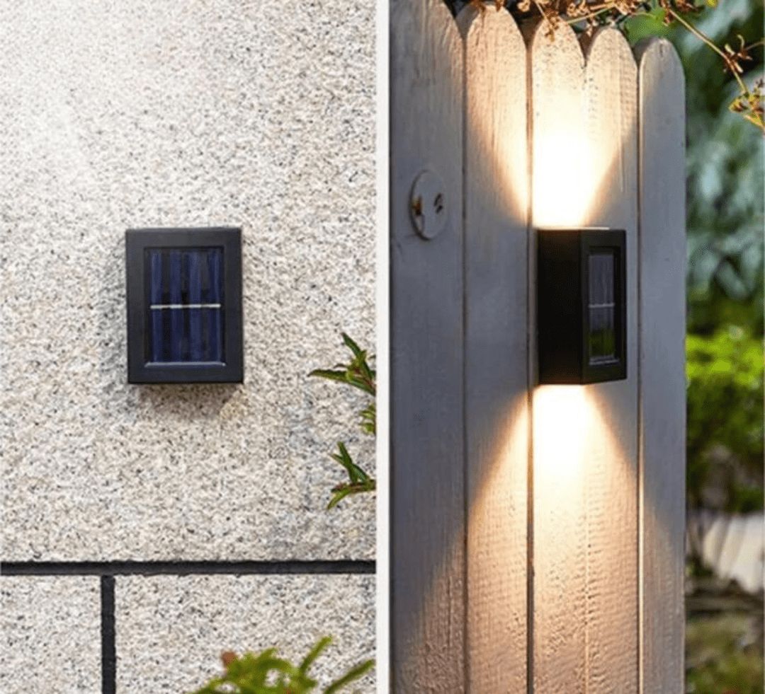 Outdoor Wall Lights with Solar Power and Dual Up/Down Illumination