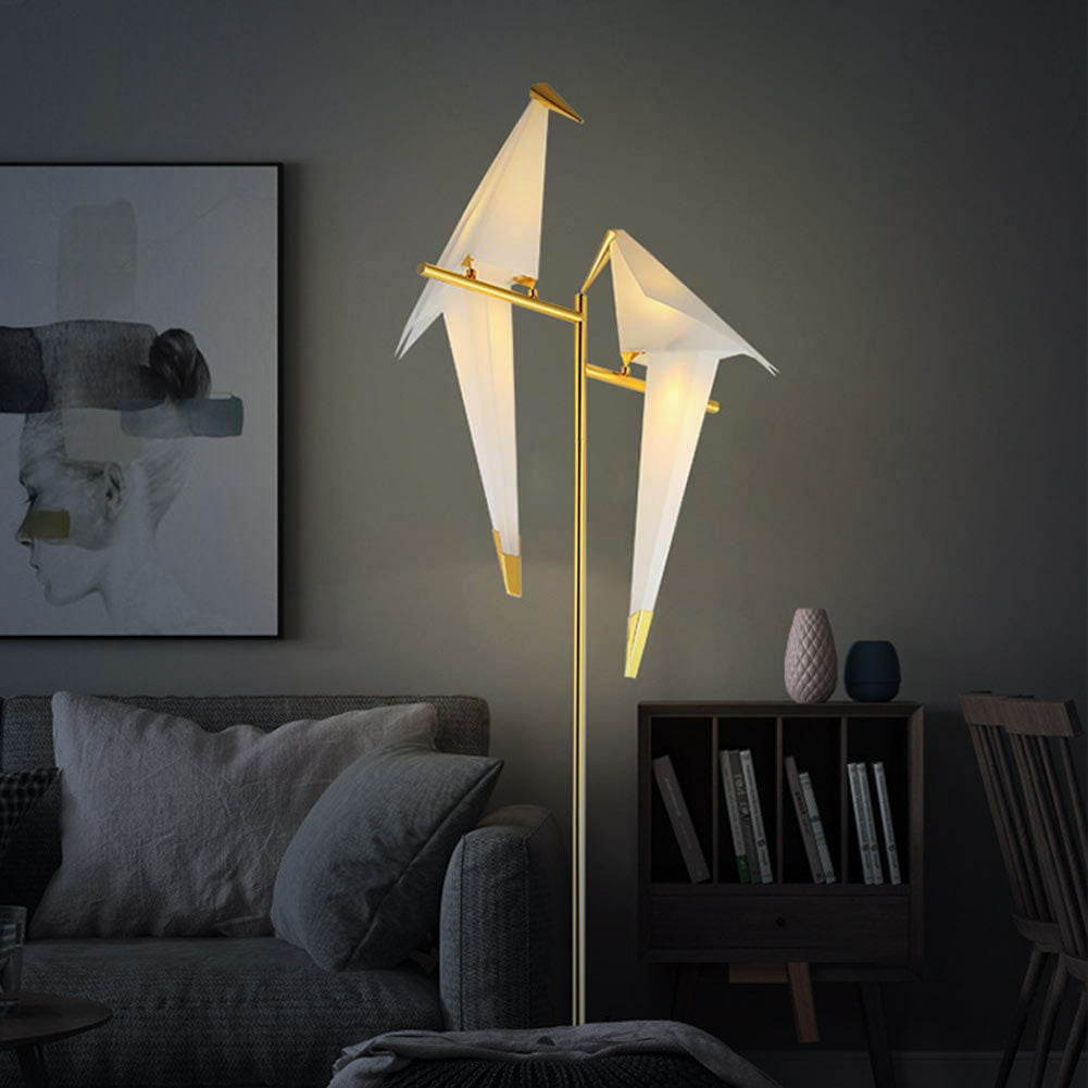 Table Lamp Shaped Like an Origami Bird with Magnetic Metal Base