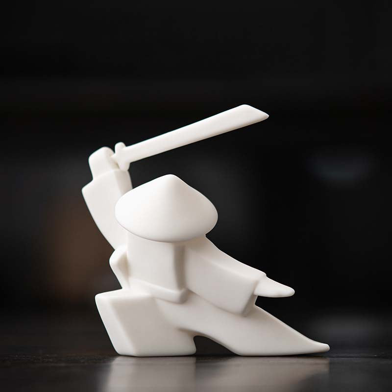 Elegant Martial Arts-Inspired Ceramic Incense Stand