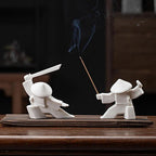 Elegant Martial Arts-Inspired Ceramic Incense Stand