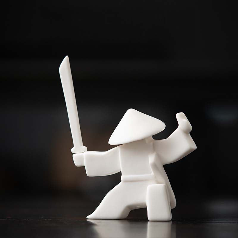 Elegant Martial Arts-Inspired Ceramic Incense Stand