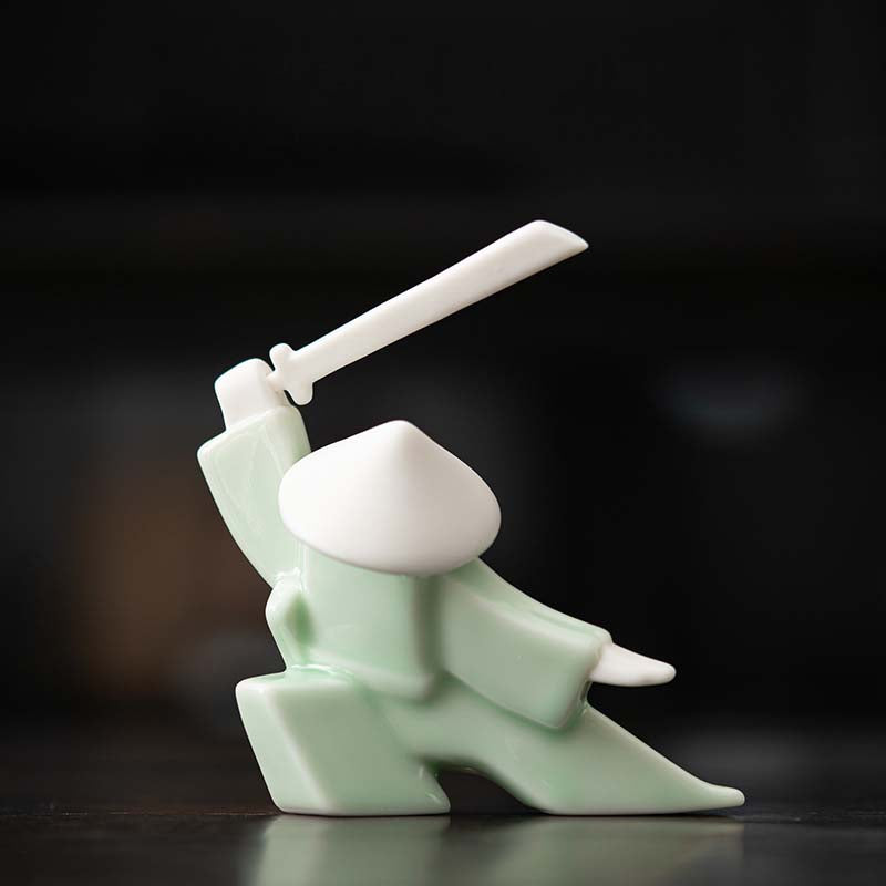 Elegant Martial Arts-Inspired Ceramic Incense Stand
