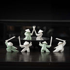Elegant Martial Arts-Inspired Ceramic Incense Stand