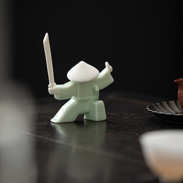 Elegant Martial Arts-Inspired Ceramic Incense Stand