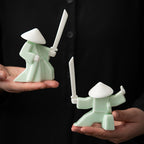 Elegant Martial Arts-Inspired Ceramic Incense Stand