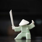 Elegant Martial Arts-Inspired Ceramic Incense Stand