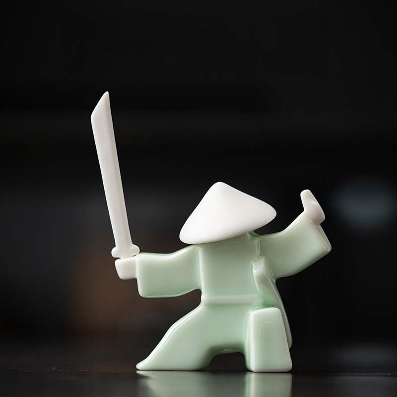 Elegant Martial Arts-Inspired Ceramic Incense Stand