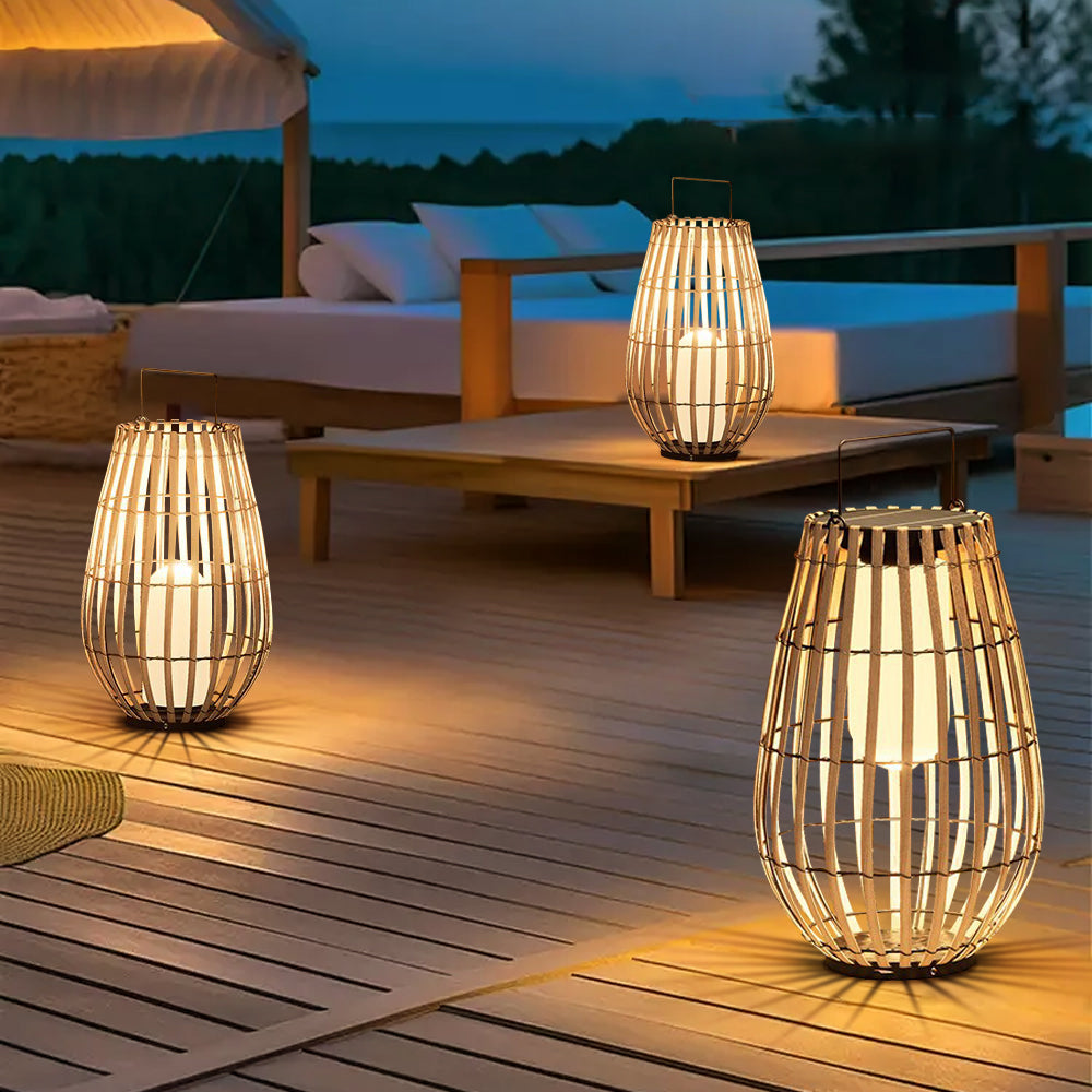 Bamboo Lanterns for Patio Lighting - Solar Powered