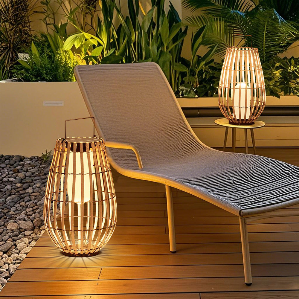 Bamboo Lanterns for Patio Lighting - Solar Powered