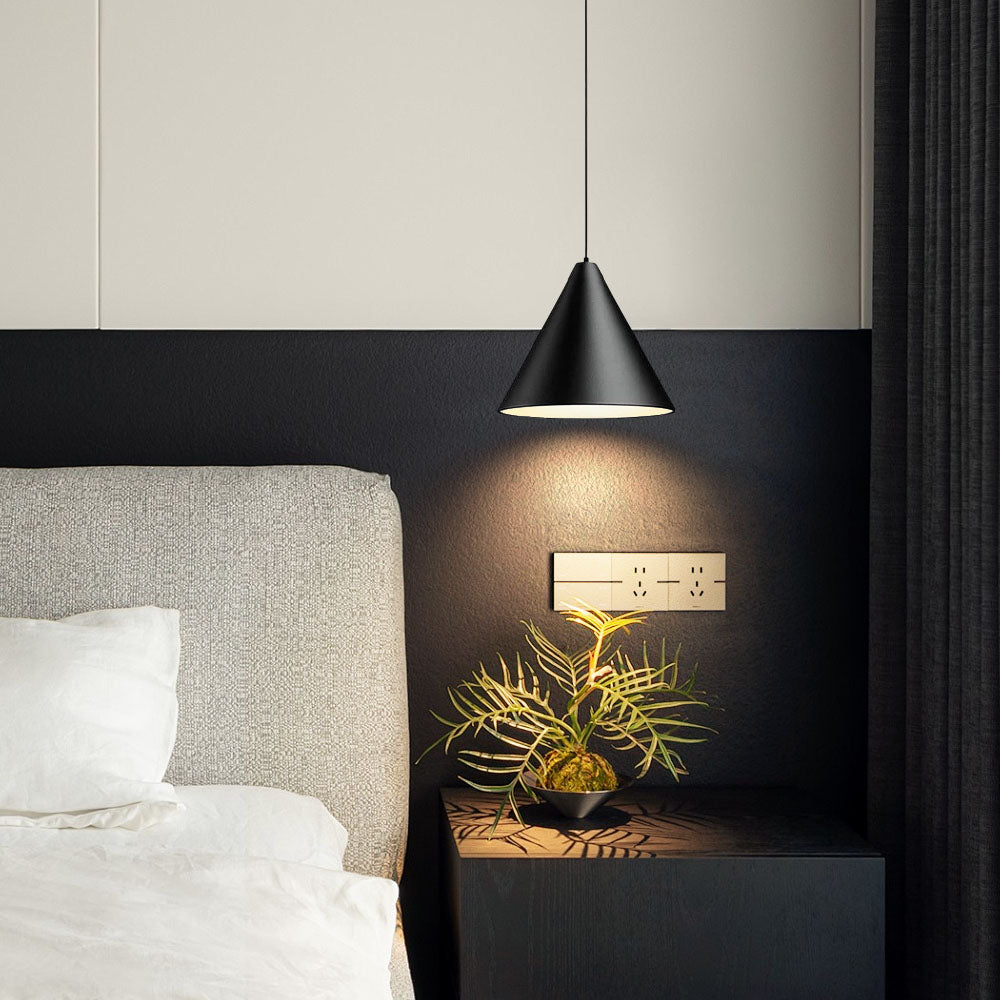 Contemporary Black Cone-Shaped Hanging Light Fixture
