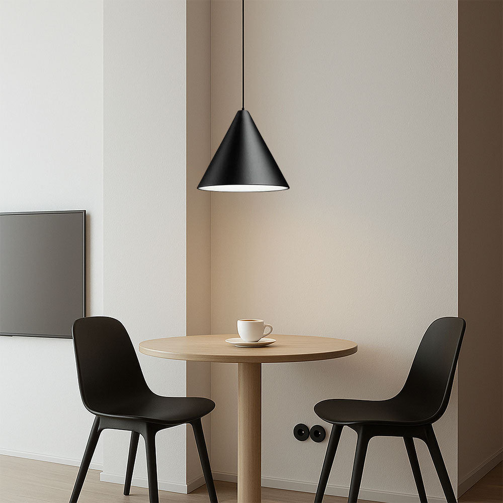Contemporary Black Cone-Shaped Hanging Light Fixture
