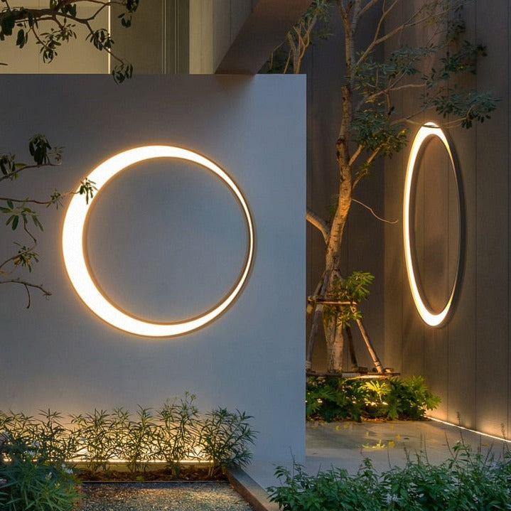 Round Outdoor Wall Light Featuring Ring Design
