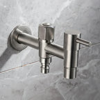 Outdoor Stainless Steel Tap – Dual Outlet Wall Faucet
