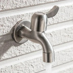 Outdoor Stainless Steel Tap – Dual Outlet Wall Faucet
