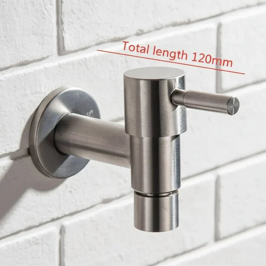 Outdoor Stainless Steel Tap – Dual Outlet Wall Faucet