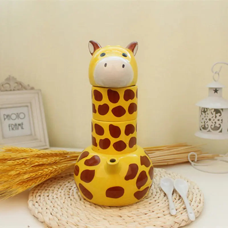 Whimsical Giraffe-Shaped Ceramic Tea Set