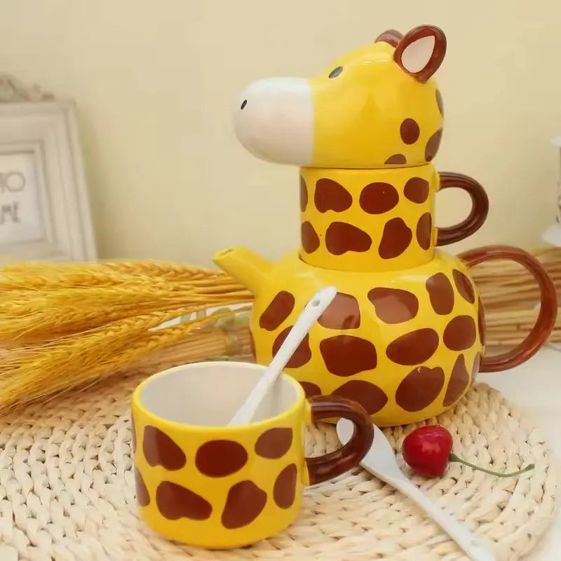 Whimsical Giraffe-Shaped Ceramic Tea Set