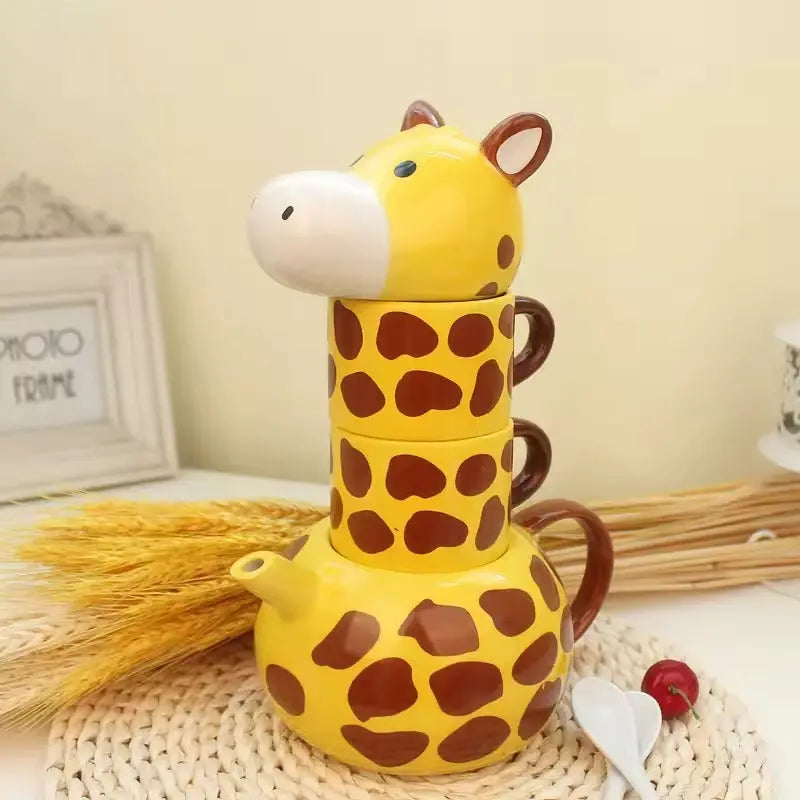 Whimsical Giraffe-Shaped Ceramic Tea Set