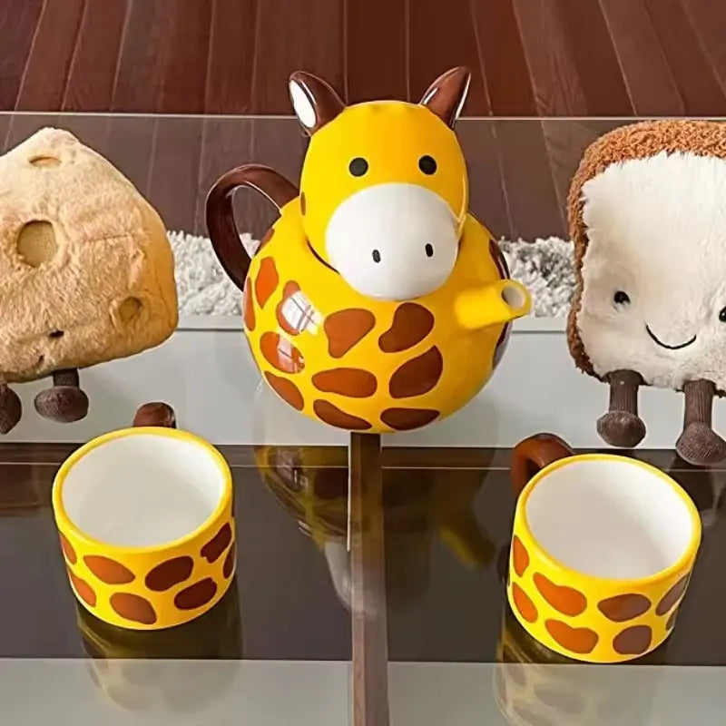 Whimsical Giraffe-Shaped Ceramic Tea Set