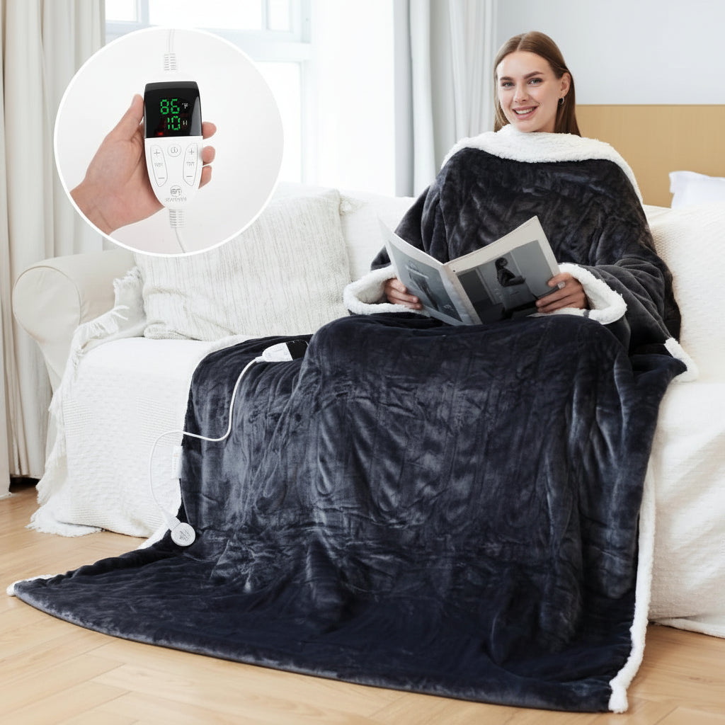Adults Wearable Heated Throw Blanket in Sherpa Fleece