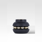 Black Candle Holder with Wooden Stand and Gold Bead Chain – Chic Home Accent