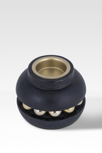 Black Candle Holder with Wooden Stand and Gold Bead Chain – Chic Home Accent