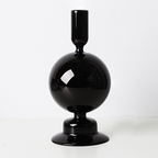 Sophisticated Black Glass Holders for Taper Candles - Unique Home Decor
