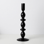 Sophisticated Black Glass Holders for Taper Candles - Unique Home Decor