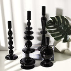 Sophisticated Black Glass Holders for Taper Candles - Unique Home Decor