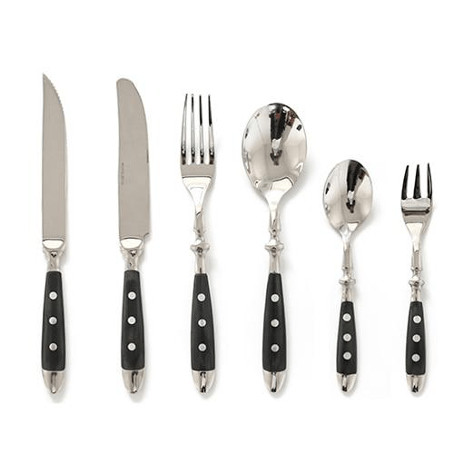 Sleek Black Stainless Steel Dining Cutlery Collection