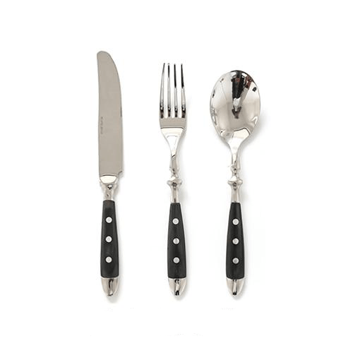 Sleek Black Stainless Steel Dining Cutlery Collection