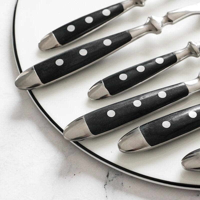 Sleek Black Stainless Steel Dining Cutlery Collection
