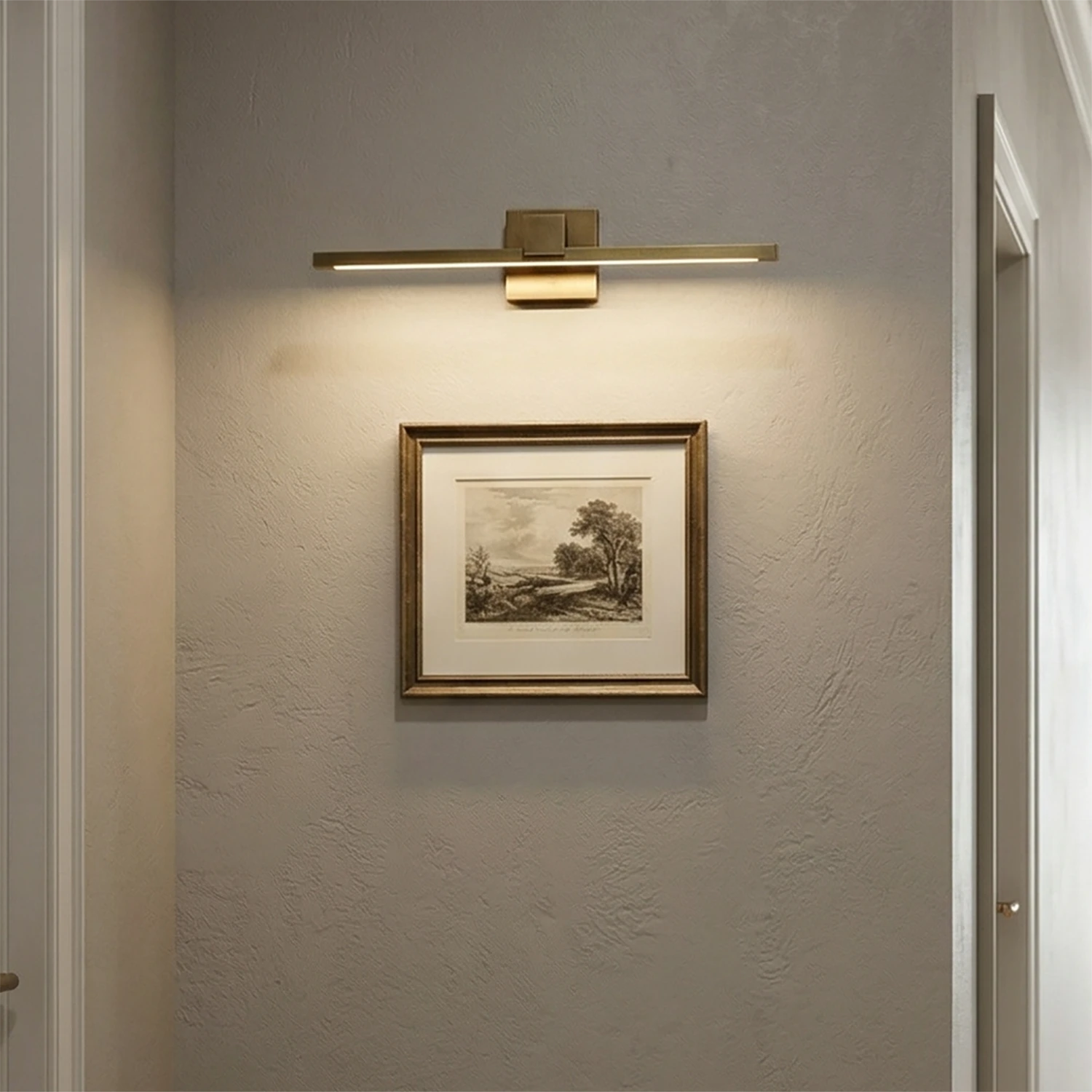 Brass Wall Light Fixture with LED – Adjustable Picture Lighting for Art, Antique Style, 15.7 to 39.4 Inches