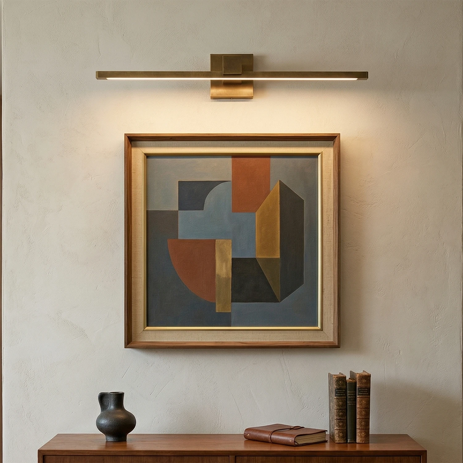 Brass Wall Light Fixture with LED – Adjustable Picture Lighting for Art, Antique Style, 15.7 to 39.4 Inches