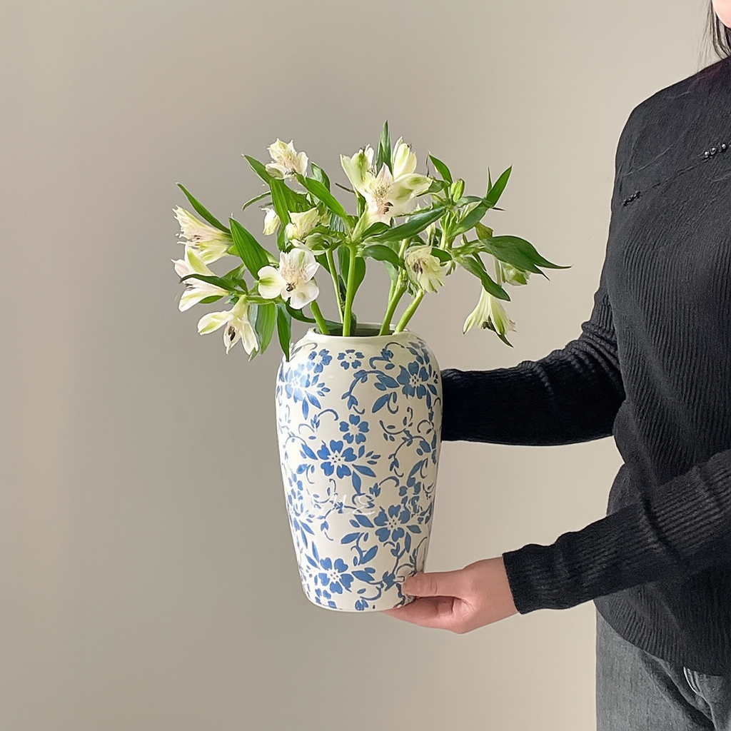 Chic Porcelain Floral Display Vase
