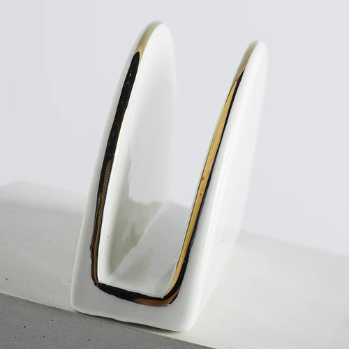 Chic Ceramic Napkin Organizer with Gold Accent