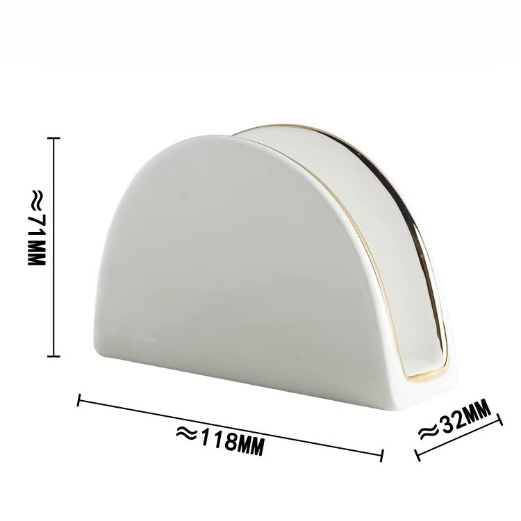 Chic Ceramic Napkin Organizer with Gold Accent