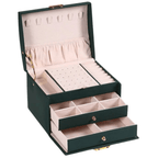 Chic Faux Leather Jewelry Organizer with 3 Drawers