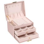 Chic Faux Leather Jewelry Organizer with 3 Drawers