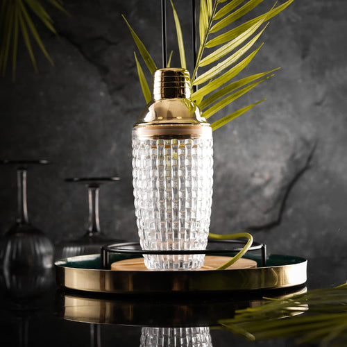 Chic Glass Mixing Shaker with Gold Accents