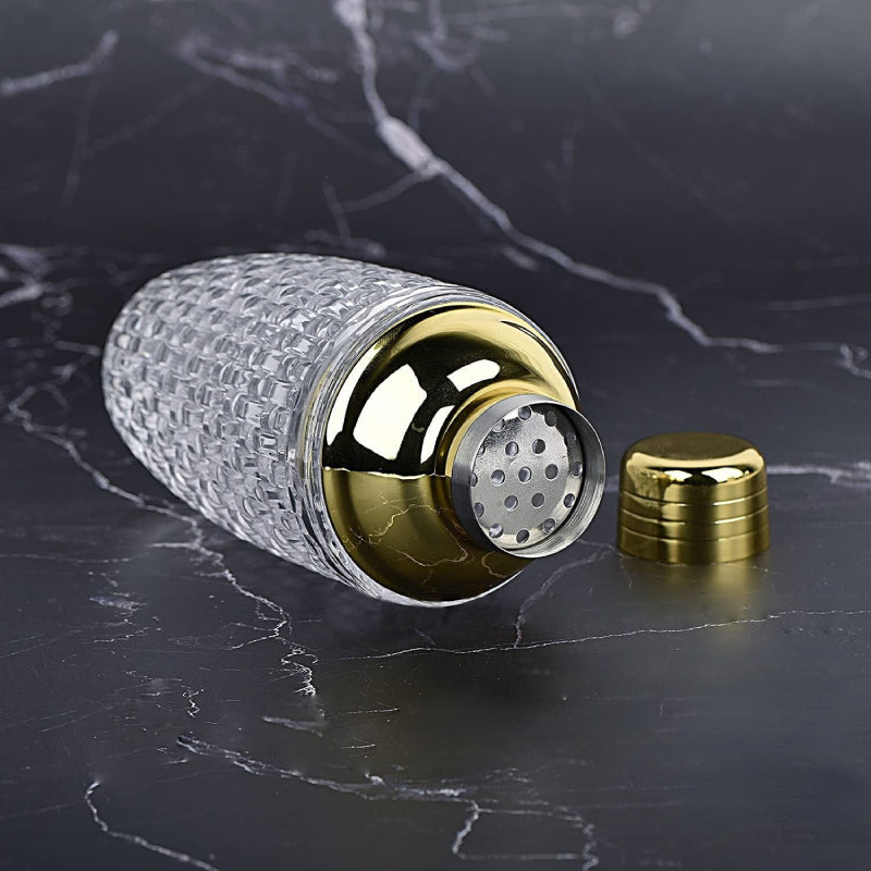 Chic Glass Mixing Shaker with Gold Accents