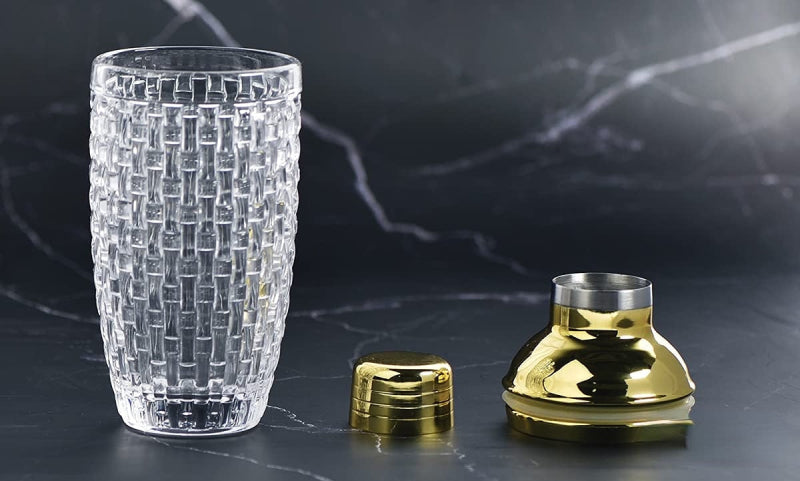 Chic Glass Mixing Shaker with Gold Accents