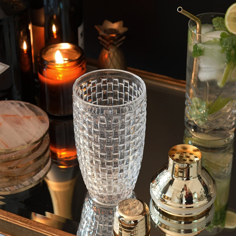 Chic Glass Mixing Shaker with Gold Accents