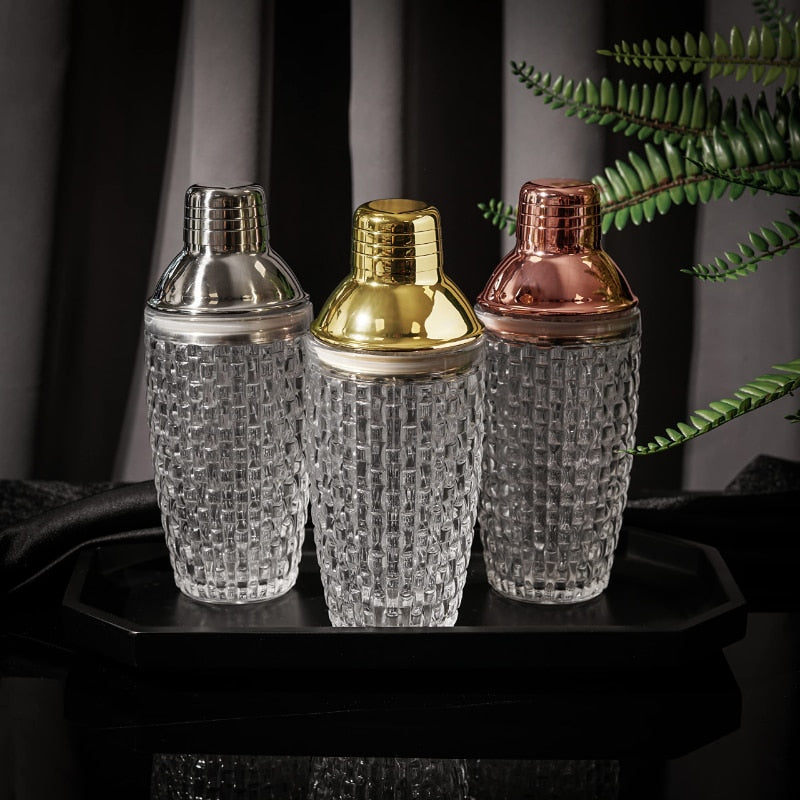 Chic Glass Mixing Shaker with Gold Accents